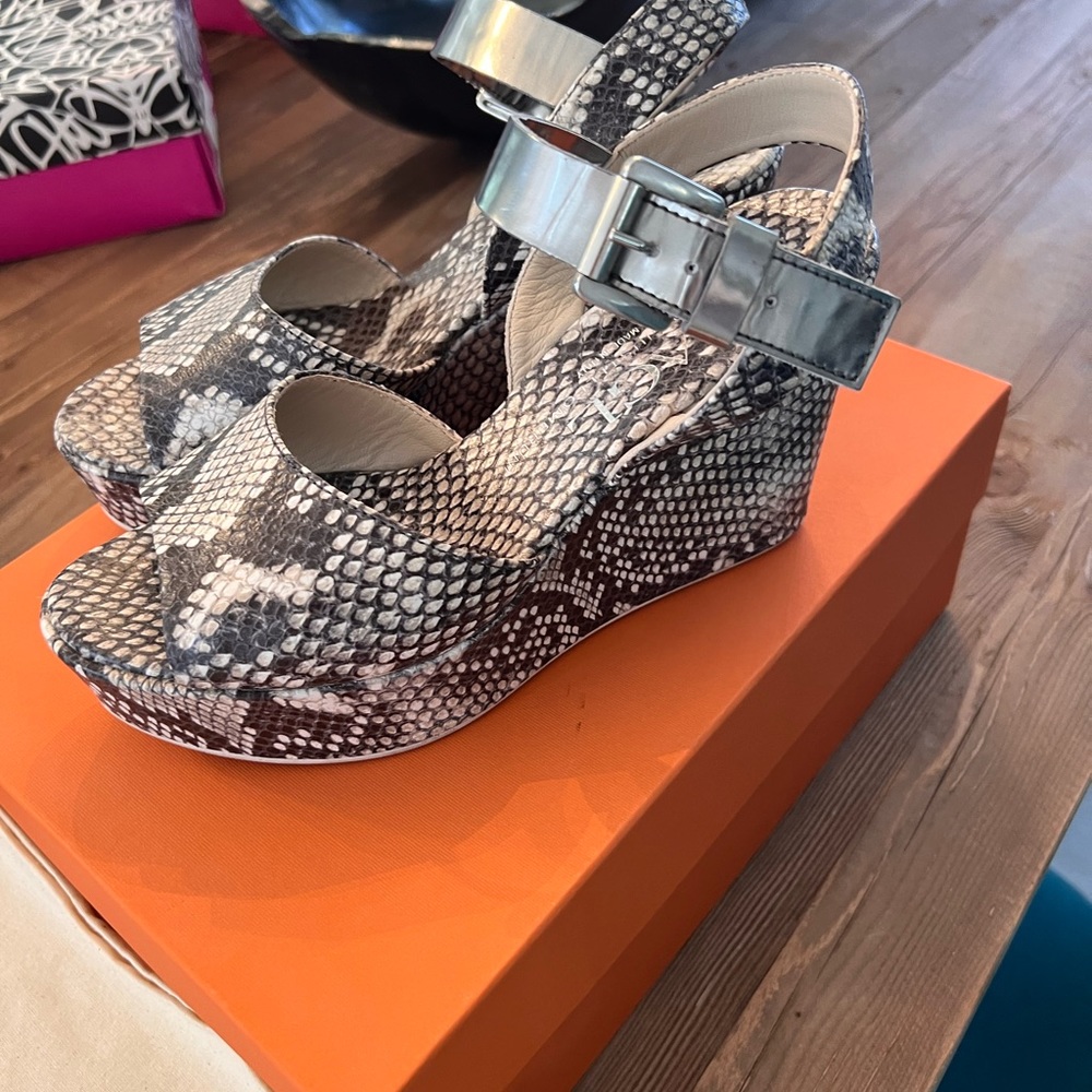 AGL snakeskin wedges